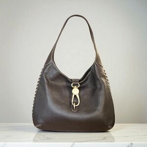 Vintage Dooney & Bourke Pebble Grain Whipstitch Hobo Bag Logo Lock 7306847